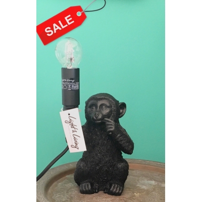 Zwarte monkey tafellamp.