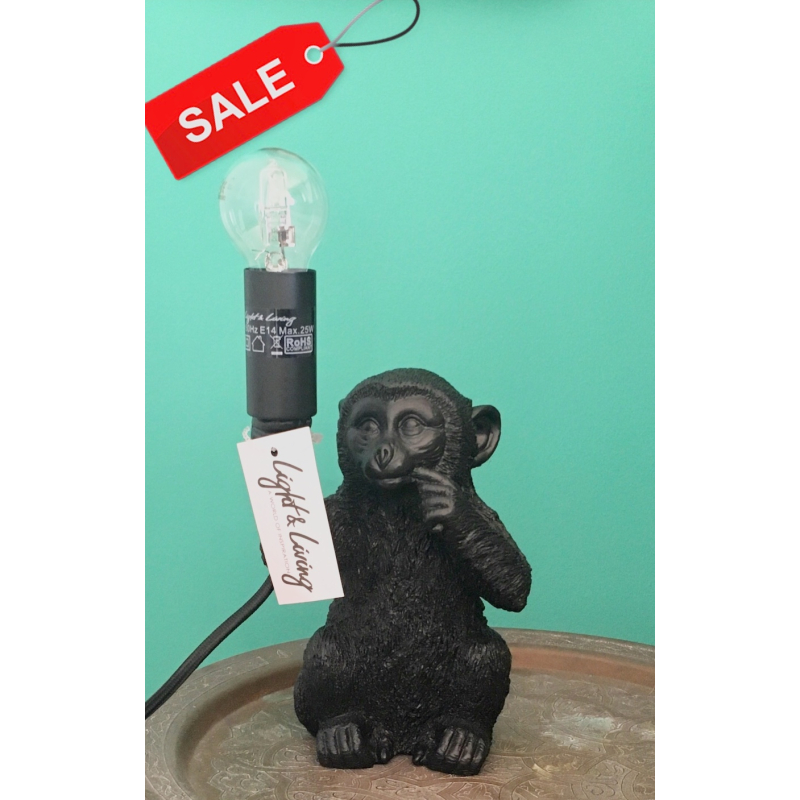 Zwarte monkey tafellamp.