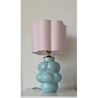 Mintgroene tafellamp met roze kap