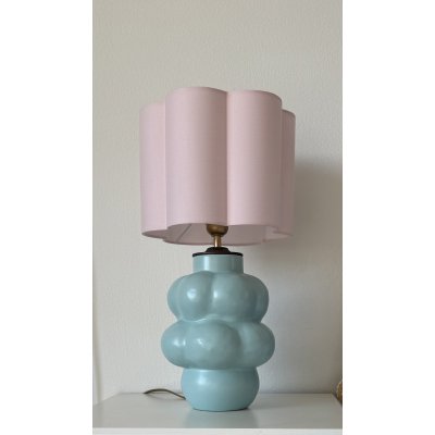 Mintgroene tafellamp met roze kap